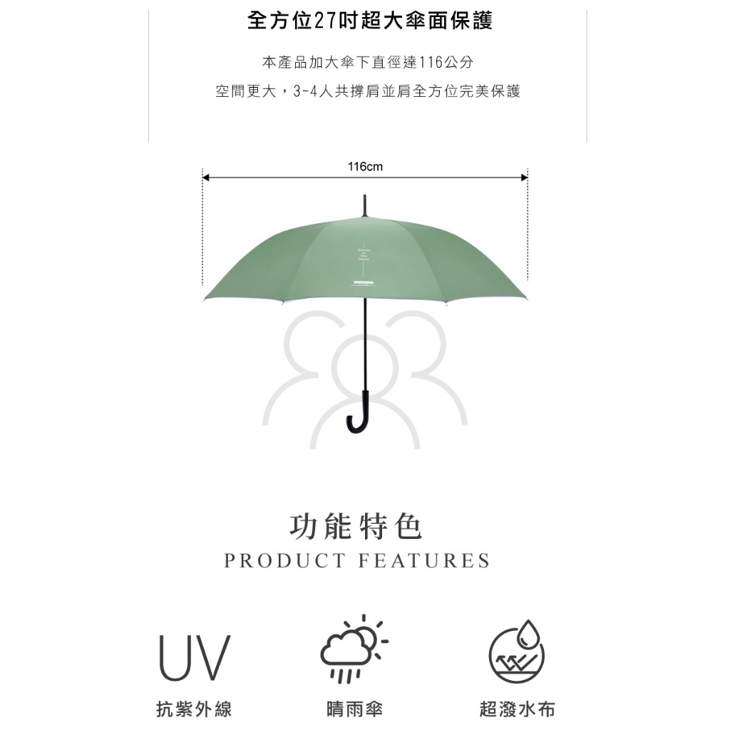 【周周生活】晴雨選品館｜27吋麂皮桃絨速乾自動直傘｜超潑水 抗UV 晴雨兩用, , large