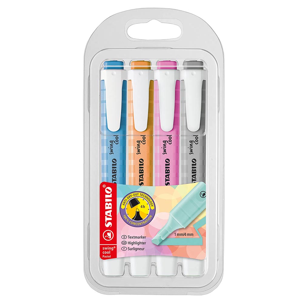 STABILO 德國 思筆樂 swing cool Pastel 樂酷馬卡龍色螢光筆 4色組/盒 ST275/4-08-2, , large