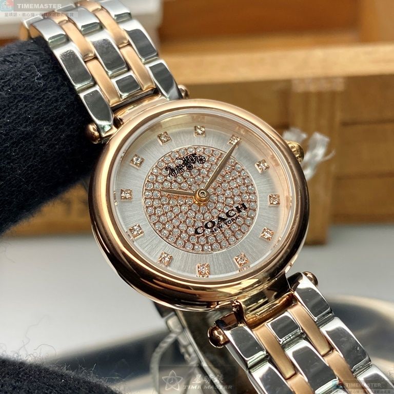 [星晴錶業]COACH手錶,26mm,CH00078銀色錶面玫瑰金錶殼金銀相間精鋼錶帶款, , large