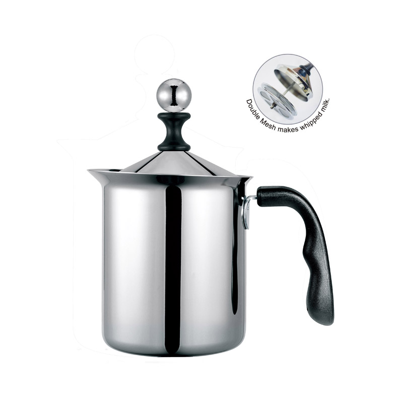 PEARL HORSE Double-Layer Milk Frother with Wooden Handle &ndash; 800cc &ndash; HK-S-08-800-D, , large
