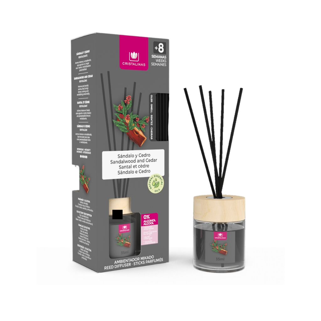 CRISTALINAS REED DIFFUSER 8 WEEKS 35ML _CEDAR & SANDALWOOD, , large