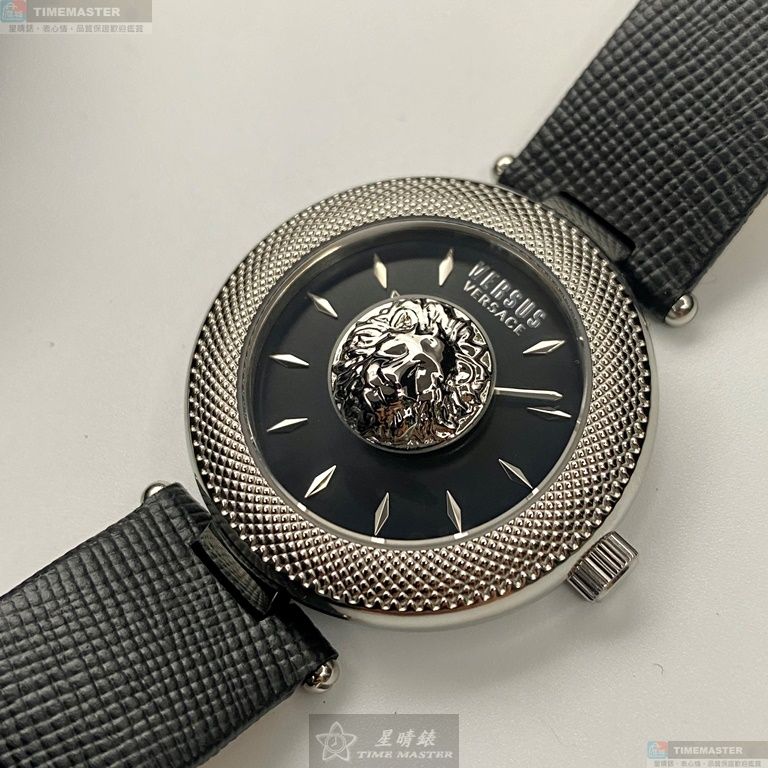 [星晴錶業]VERSUS VERSACE手錶,36mm,VV00358黑色錶面銀錶殼深黑色真皮皮革錶帶款, , large