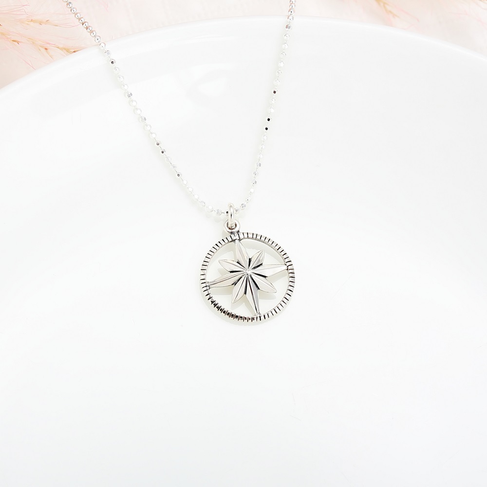 【Angel & Me】Lucky Large Compass Hope s925 sterling silver necklace birthday gift, , large