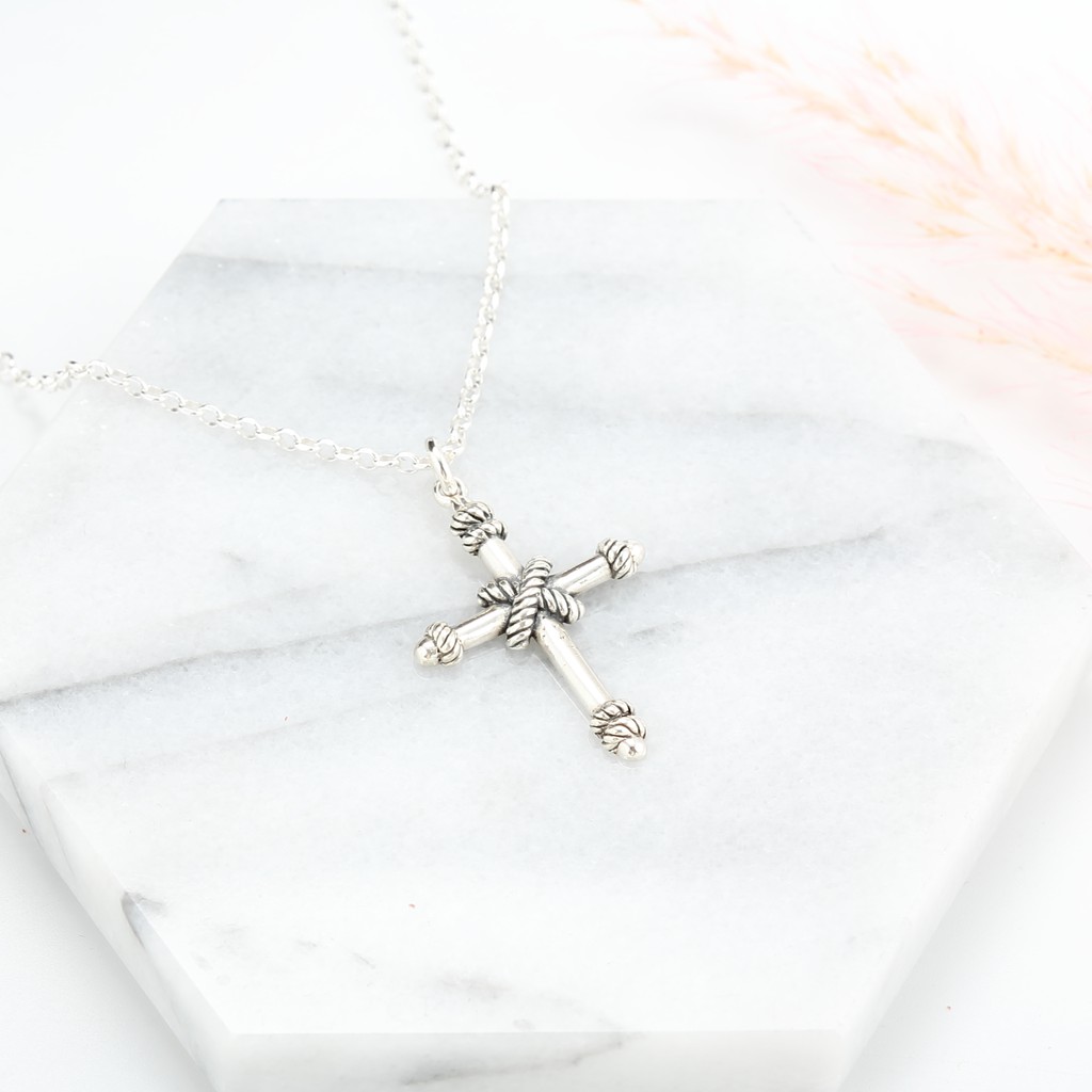 【Angel & Me】Cross knot Cross s925 sterling silver necklace Birthday gift, , large