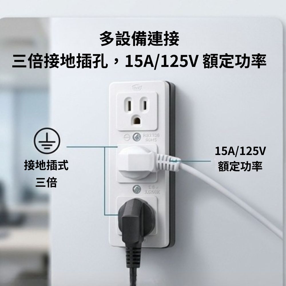 三聯明接插座【15A125V/帶接地】, , large