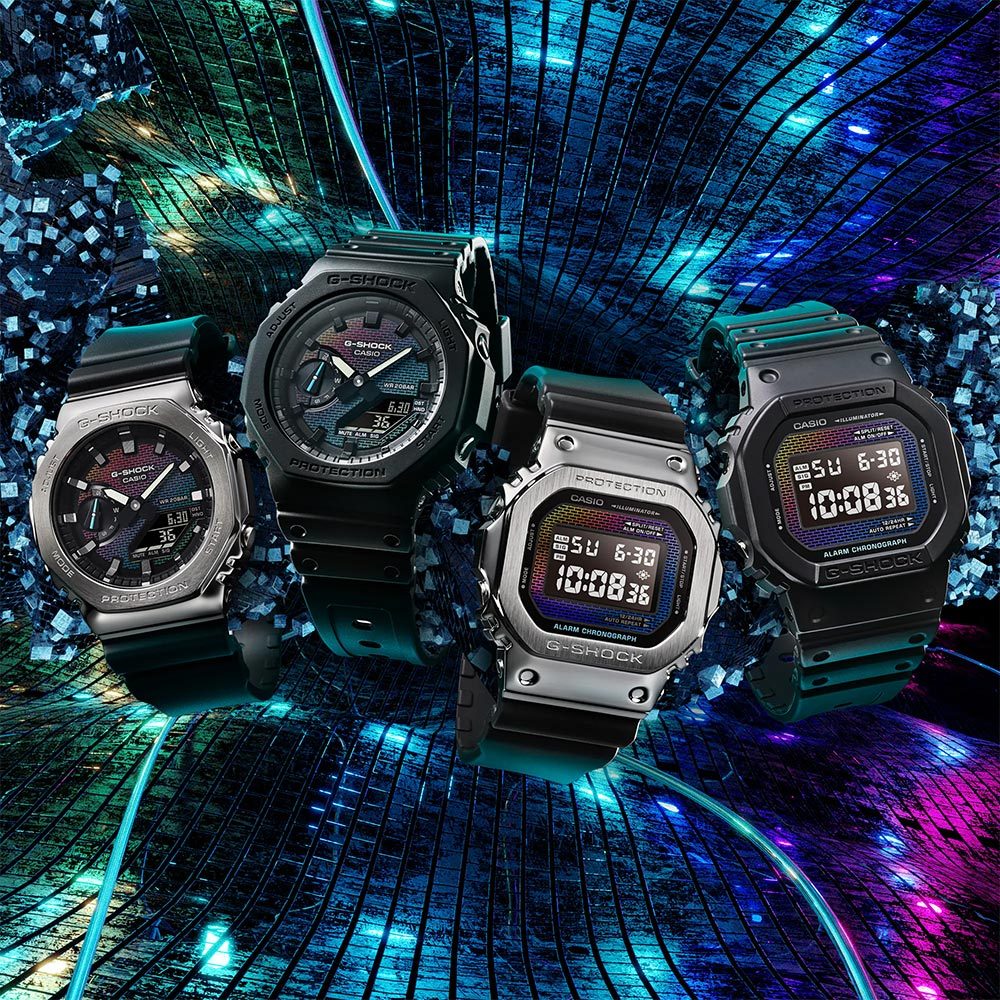 CASIO 卡西歐 G-SHOCK 彩色磚牆系列 八角雙顯手錶 學生錶 GM-2100RW-1A, , large