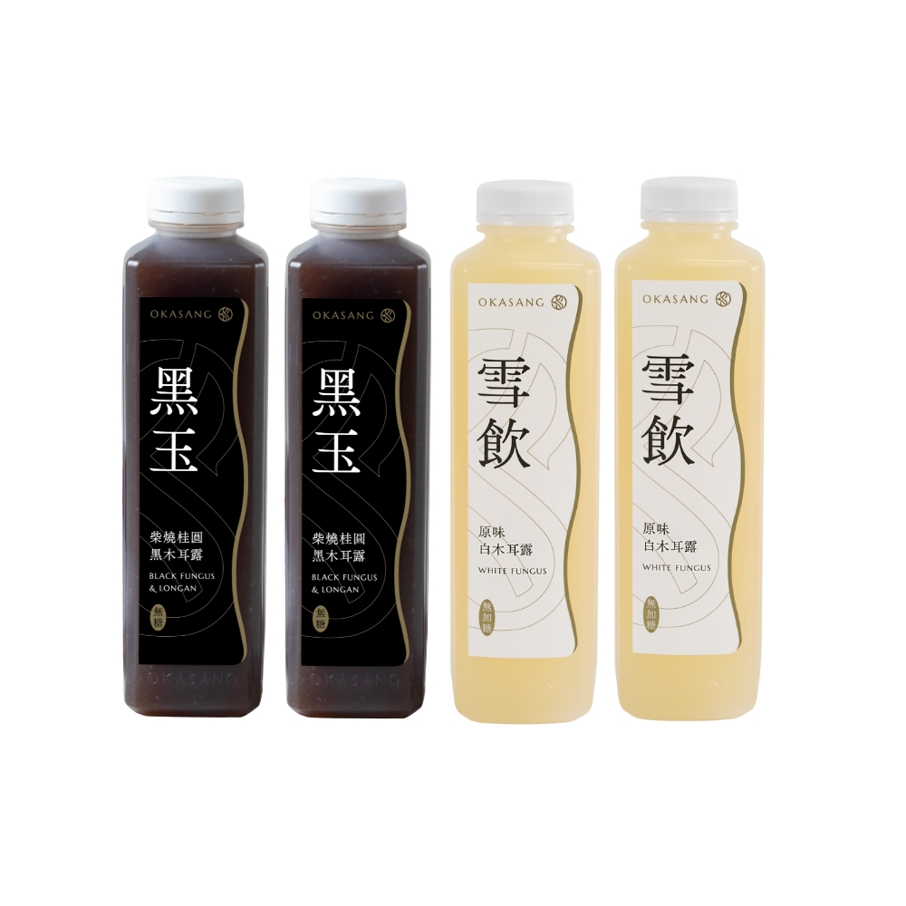 [日進生技]O卡桑無加糖低卡組｜1000ml*4(柴燒桂圓黑木耳露*2、原味白木耳露*2), , large