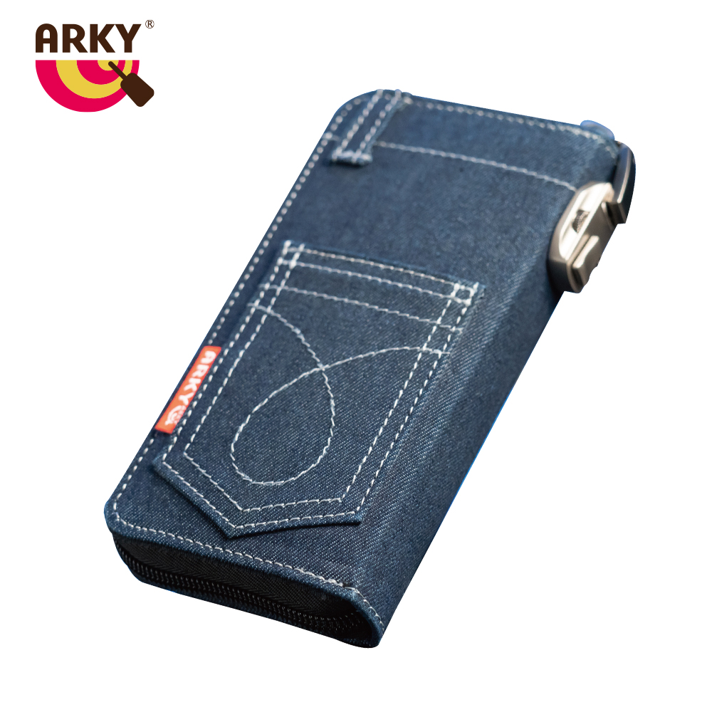[桃品國際] ARKY 防盜密碼鎖牛仔手機包 多功能收納錢包, , large