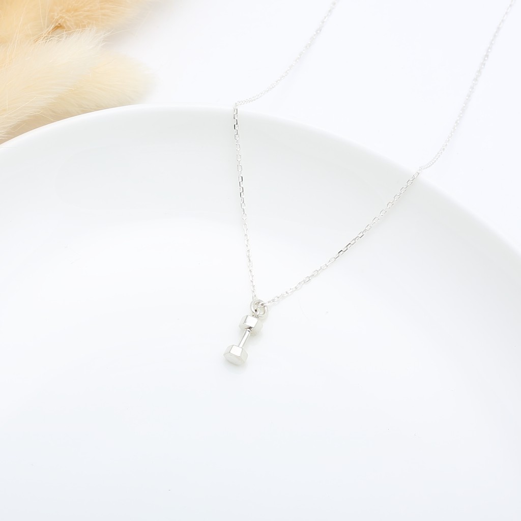 【Angel & Me】Dumbbell fitness s925 sterling silver necklace Valentine Day gift, , large