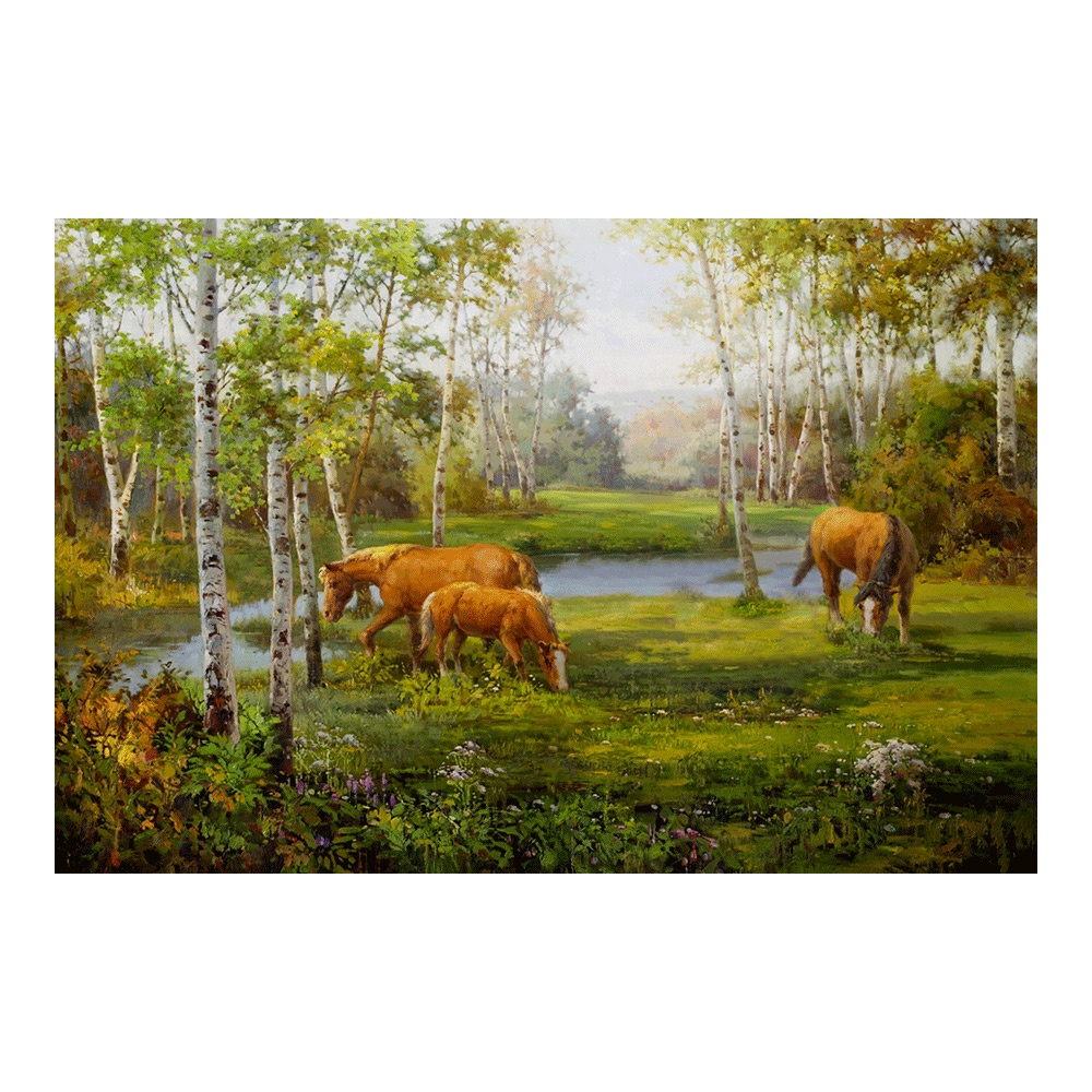 【御畫房】湖畔風光 國家一級畫師手繪油畫60&times;90cm(VF-15), , large