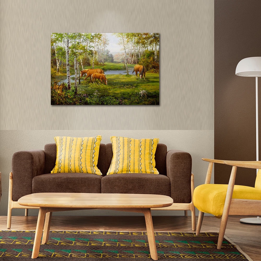 【御畫房】湖畔風光 國家一級畫師手繪油畫60&times;90cm(VF-15), , large