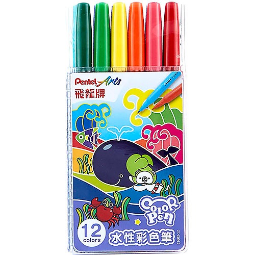 飛龍PENTEL S3602  水性彩色筆12色, , large