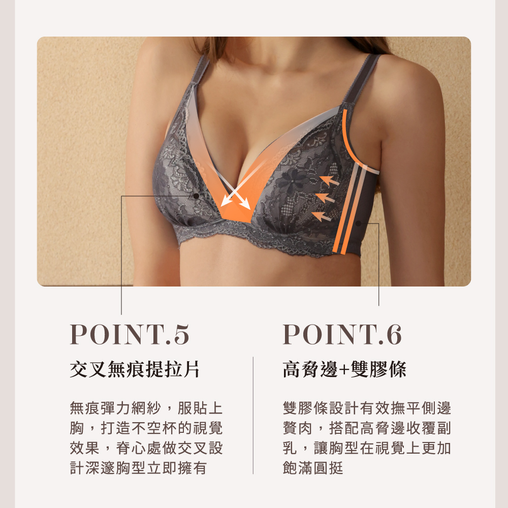 【Clany可蘭霓】涼感包覆無鋼圈 藍灰色 無法抗拒心機 B-D內衣 6991-65, , large