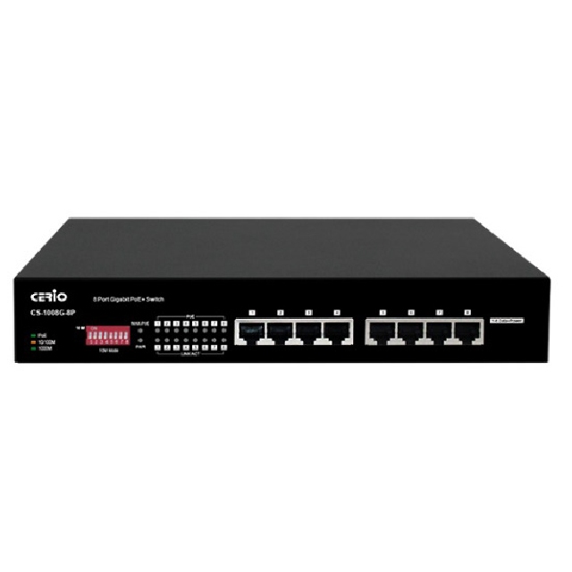 昌運監視器 CERIO 智鼎 CS-1008G-8P 8埠 10/100/1000Mbps Gigabit PoE+ 網路交換器, , large