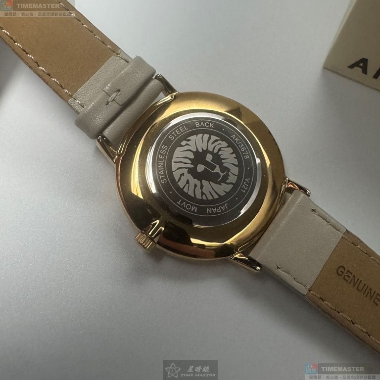 [星晴錶業]ANNE KLEIN手錶,34mm,AN00613貝母錶面金色錶殼淺灰色真皮皮革錶帶款, , large