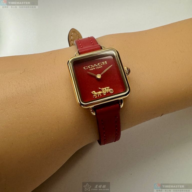 [星晴錶業]COACH手錶,34mm,CH00276紅色錶面金色錶殼紅色真皮皮革錶帶款, , large