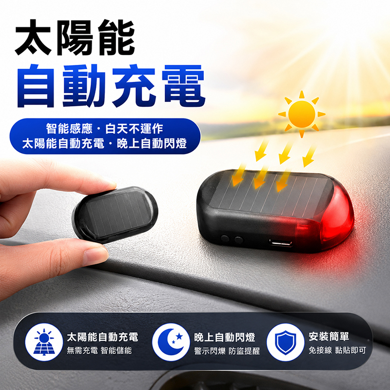 【免運+贈品】太陽能LED防盜警示閃燈 【同色二入組】, , large