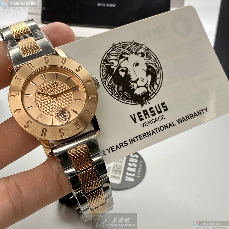 [星晴錶業]VERSUS VERSACE手錶,34mm,VV00315玫瑰金色錶面玫瑰金錶殼金銀相間精鋼錶帶款, , large