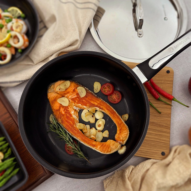 Wok Pan 24cm (With Stainless Lid), , large