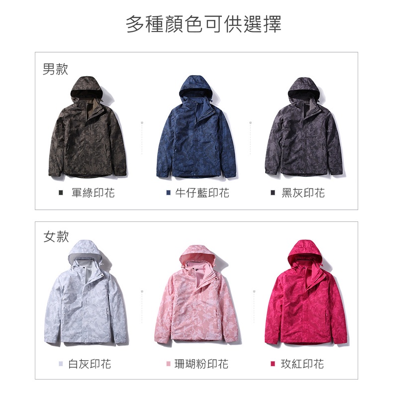 97001男款兩件式外套上下雙開式主拉鍊 衝鋒衣 印花款, , large