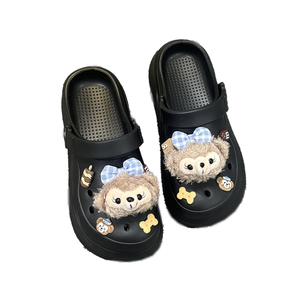 Plush Bear Platform Slippers &ndash; Ultra Soft Closed-Toe Design, , large
