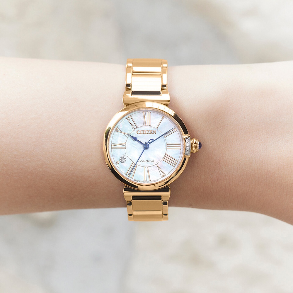 CITIZEN 星辰 L系列  幸福鈴蘭 永恆款 光動能大三針女錶 EM1063-89D, , large