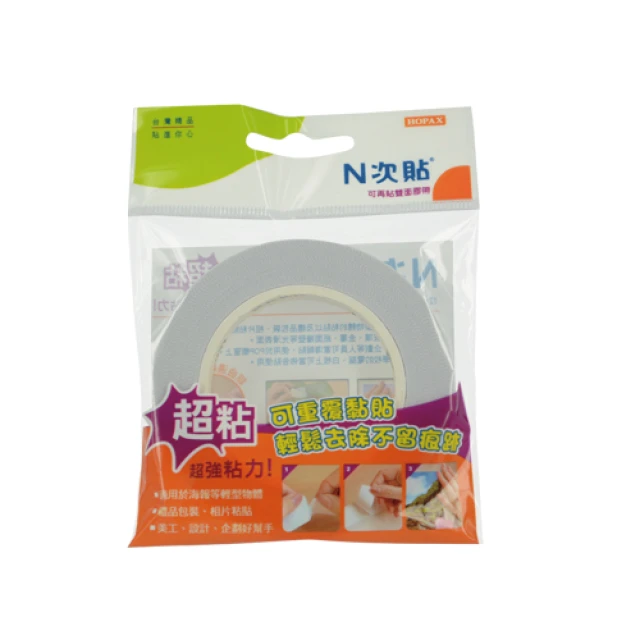【N 次貼】64009 超黏可再貼雙面膠帶 25mmx12M  1捲/袋 - 透明雙面膠帶-64009, , large