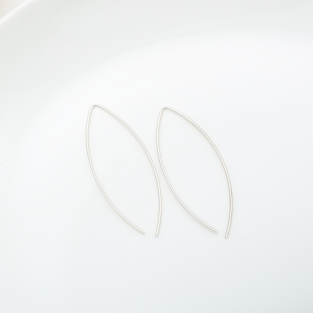 【Angel & Me】Simple Leaf wire s925 sterling silver earrings Birthday gift, , large