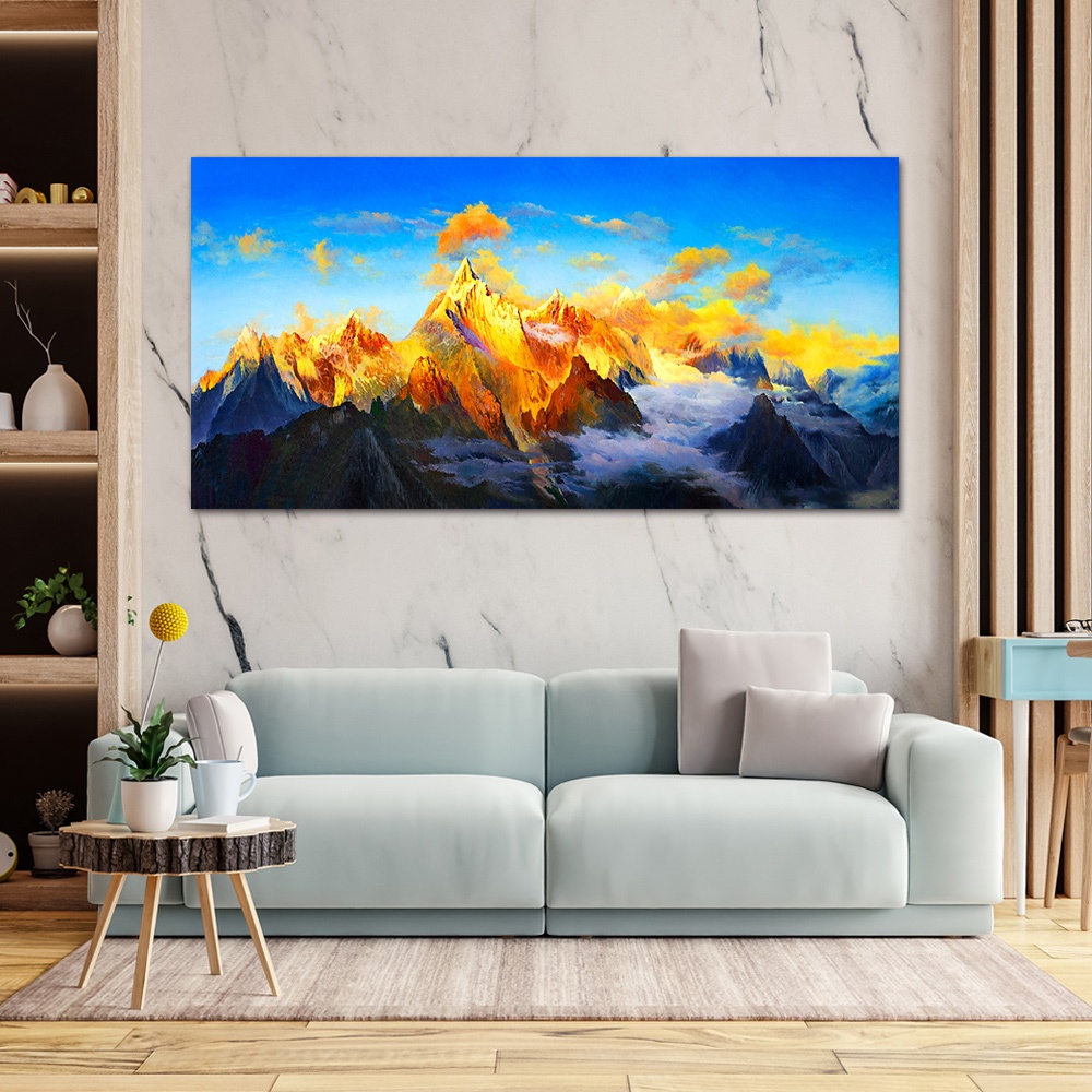 【御畫房】日照金山 國家一級畫師手繪油畫60&times;120cm(VF-145), , large