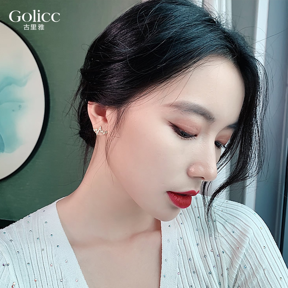 【Gulicc 】古莉可 耳環 心金色閃電耳釘, , large
