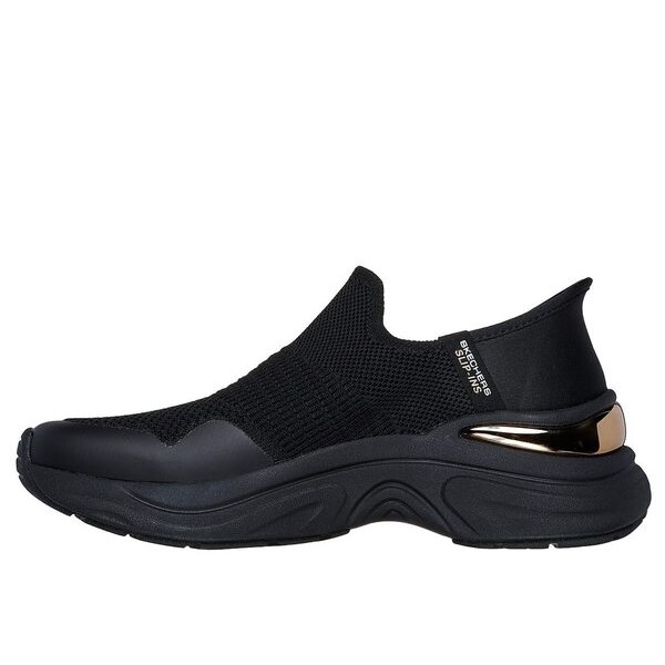 Kixpress-Skechers 思克威爾 Hazel 女 休閒鞋 舒適 黑 金 [177586BBK], , large