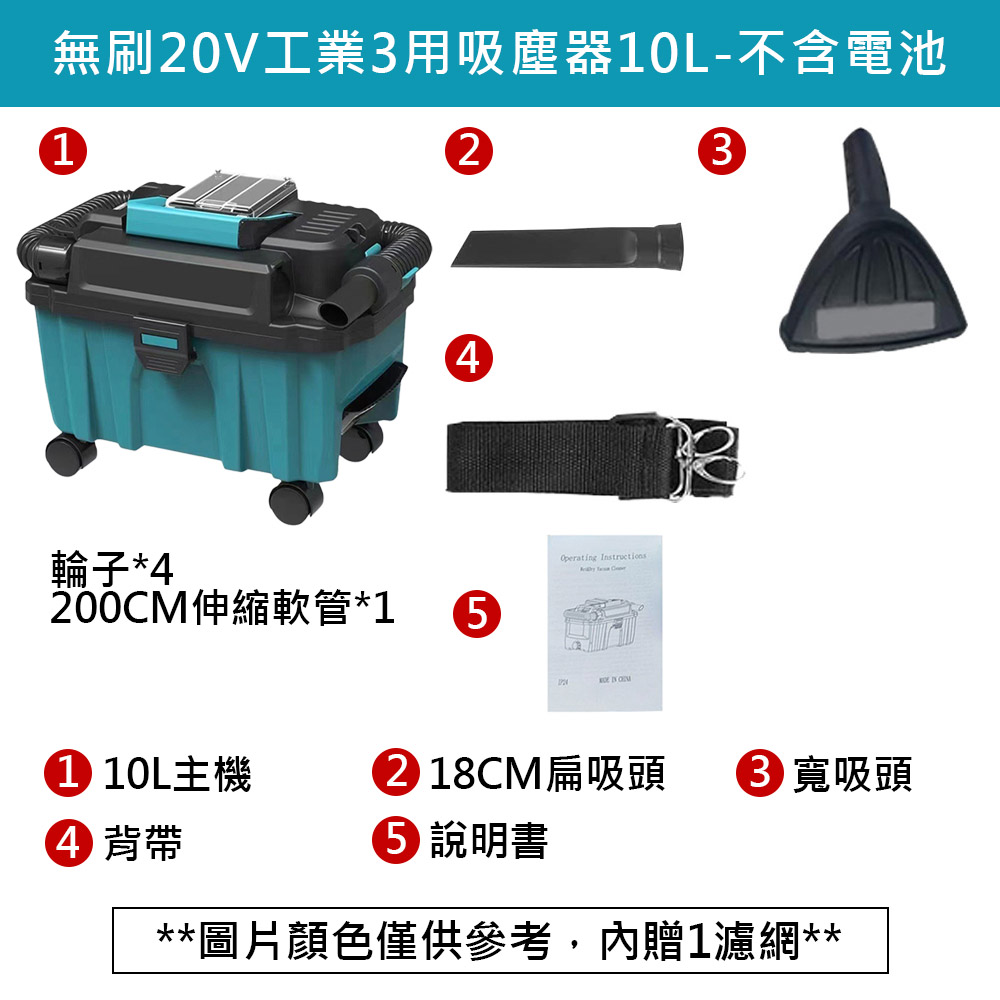 無刷20V工業3用吸塵器+配件(不含電池), , large