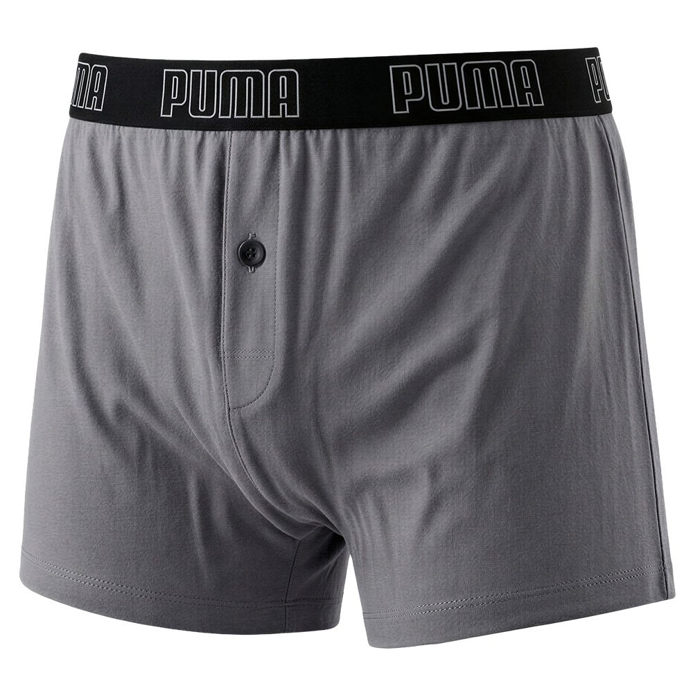 PUMA 寬鬆版型平口內褲 3件組 彪馬 跳豹 男士內褲 平角內褲 四角內褲 彈力腰帶 舒適 吸濕 排汗 701246691黑/深灰/灰, , large