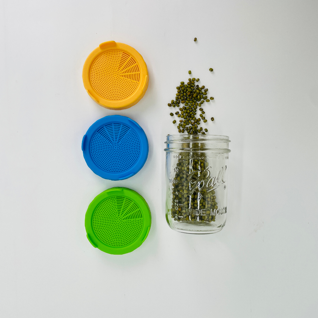 [Ball&reg;專屬配件WildJar] 寬口專用塑膠發芽網蓋純瓶蓋-綠色 Plastic Sprouting Lid for Wide Mouth mason jar 發芽罐 發芽瓶 發芽梅森罐 過篩網片 塑膠網狀發芽蓋, , large