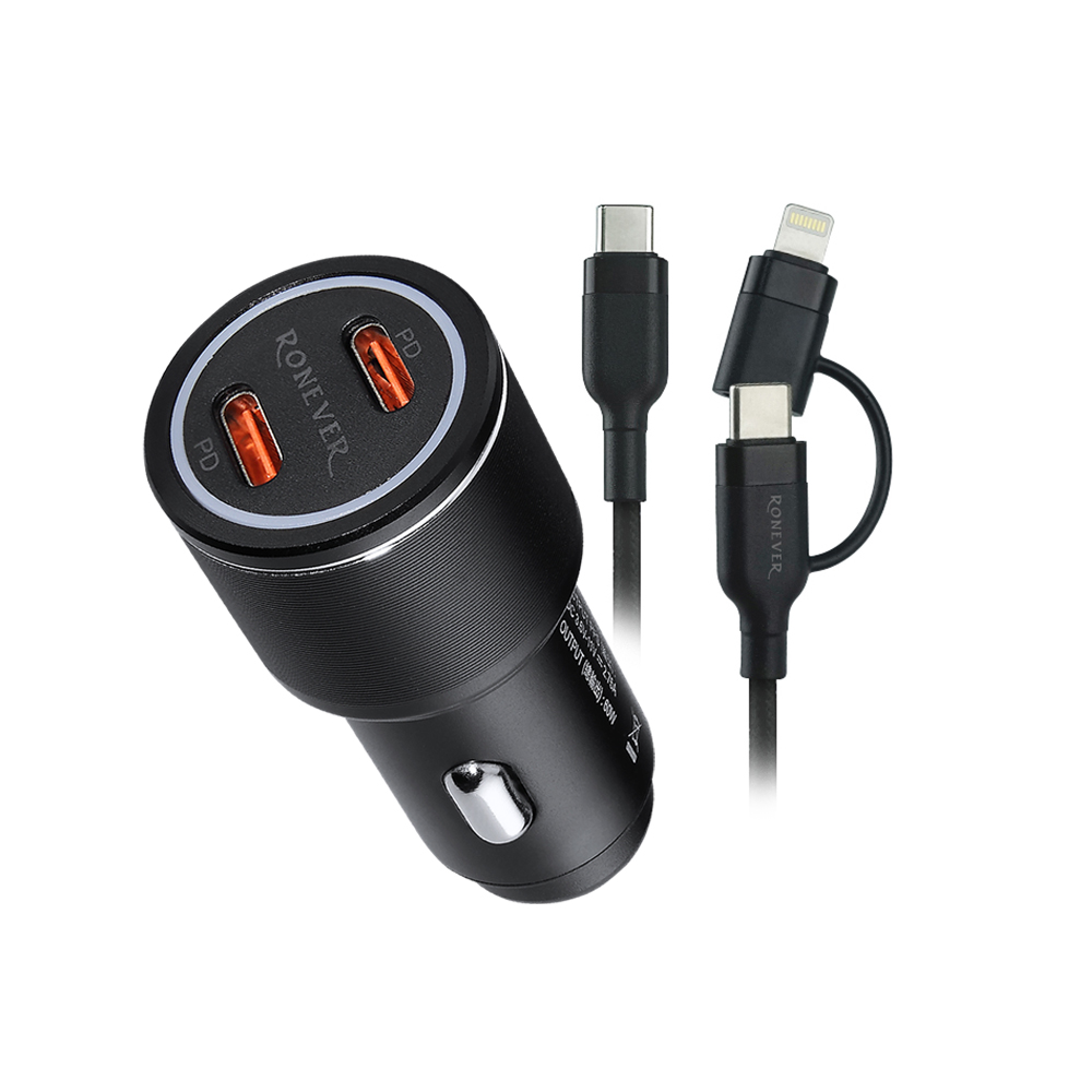 [RONEVER] 60W 雙孔車用充電器組 PE023A, , large