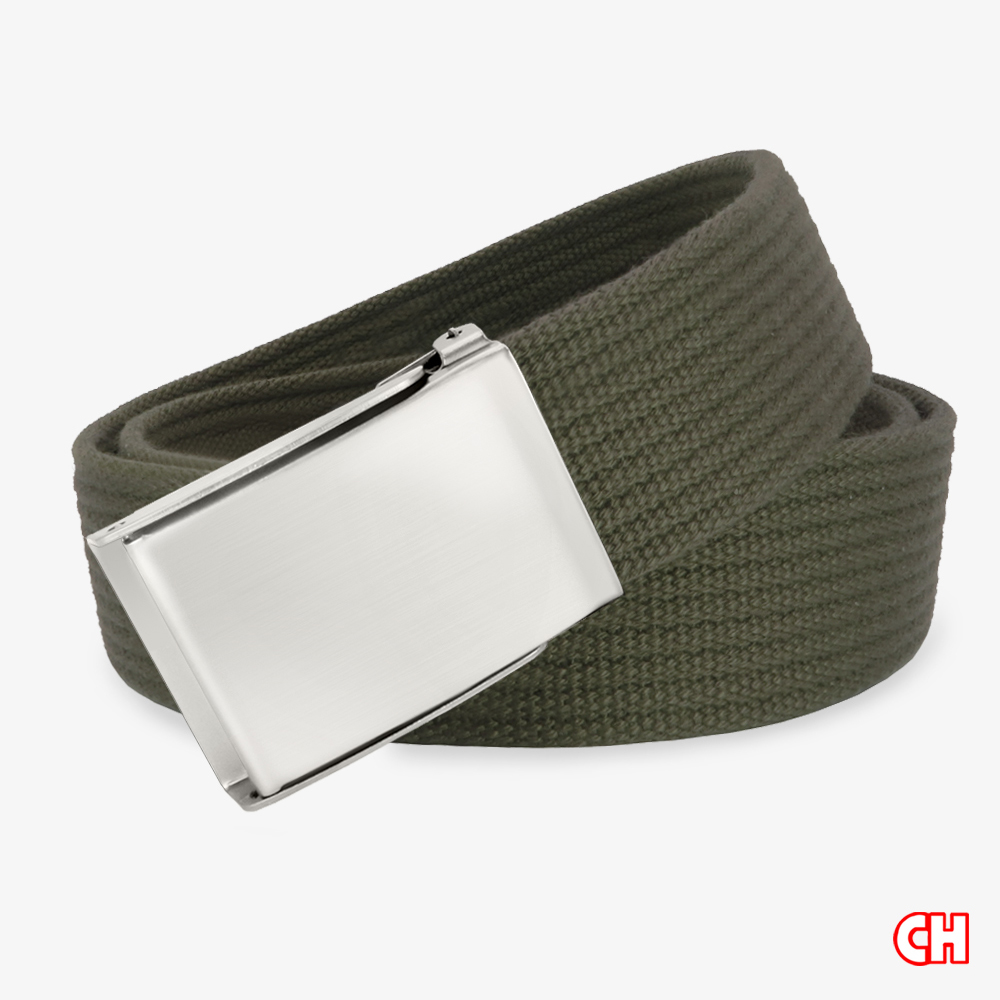 【CH-BELT 銓丞皮帶】休閒軍綠色織帶 方頭造型 百搭中性腰帶(軍綠), , large