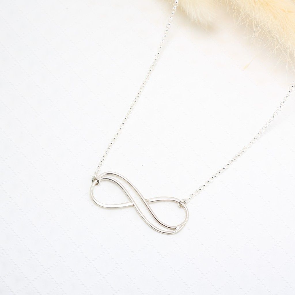 【Angel & Me】Love double Infinity s925 sterling silver necklace birthday gift, , large