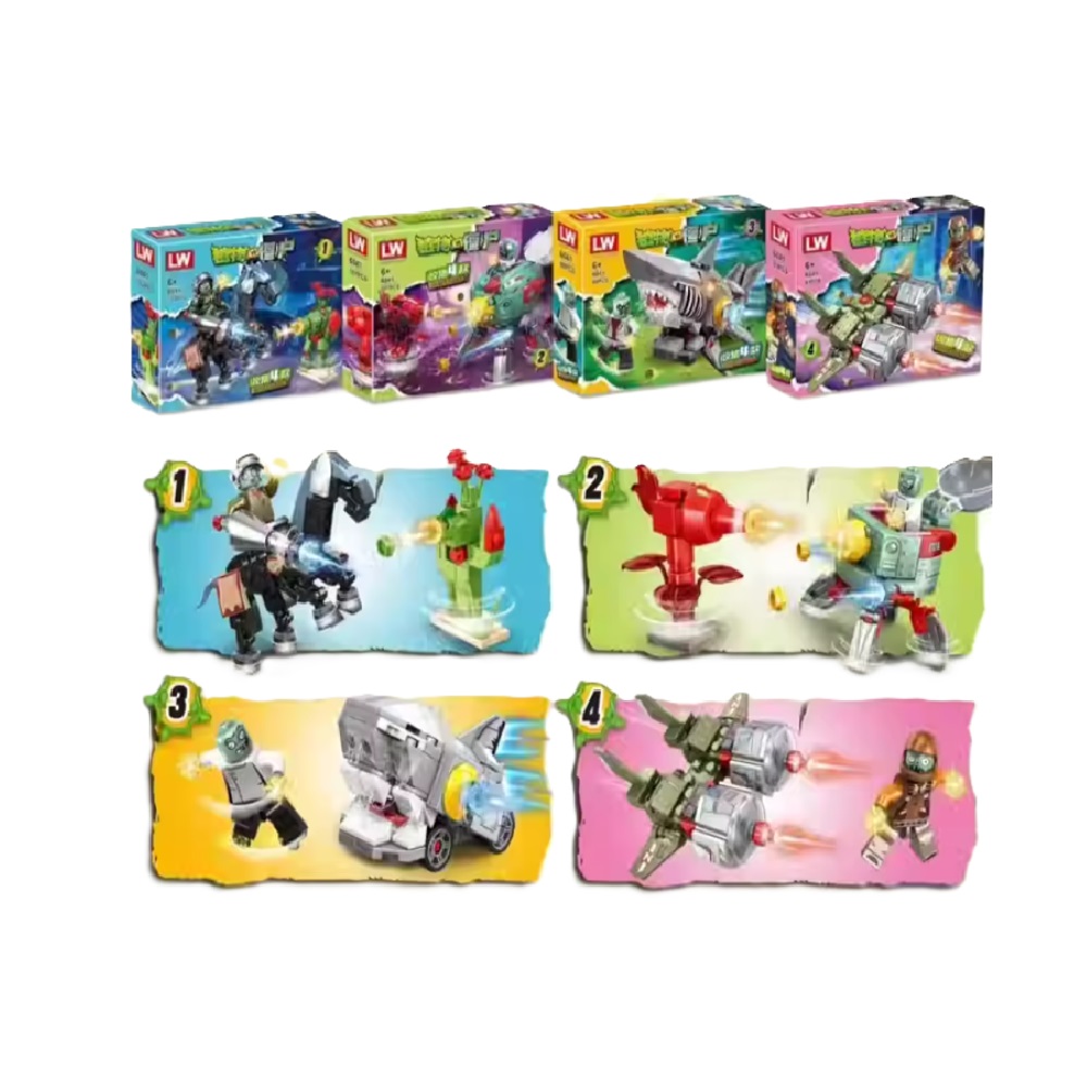  [Brick Republic]LW 6041 Plants vs Zombies &ndash; Set of 4 (Educational Building Blocks), , large