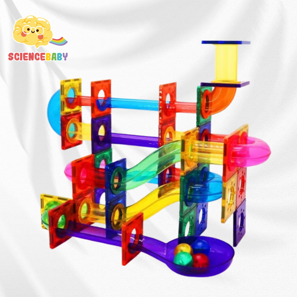 【啾愛你】ScienceBaby 球道組透明管雪鑽磁力片 100 PCS, , large