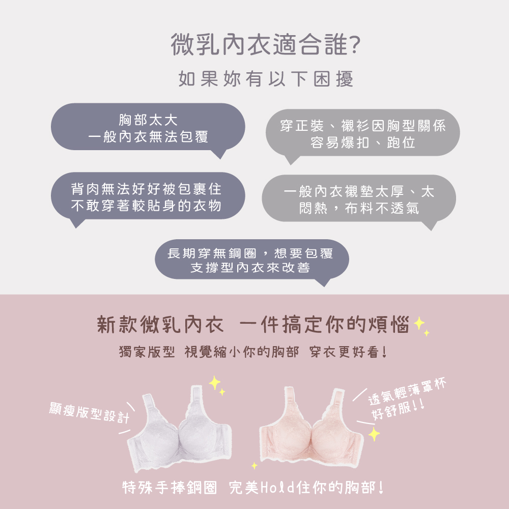 【Clany可蘭霓】台灣製新一代微乳排汗透氣 C-F大罩杯全罩顯瘦內衣 加大下圍 玫瑰粉 8078-31, , large