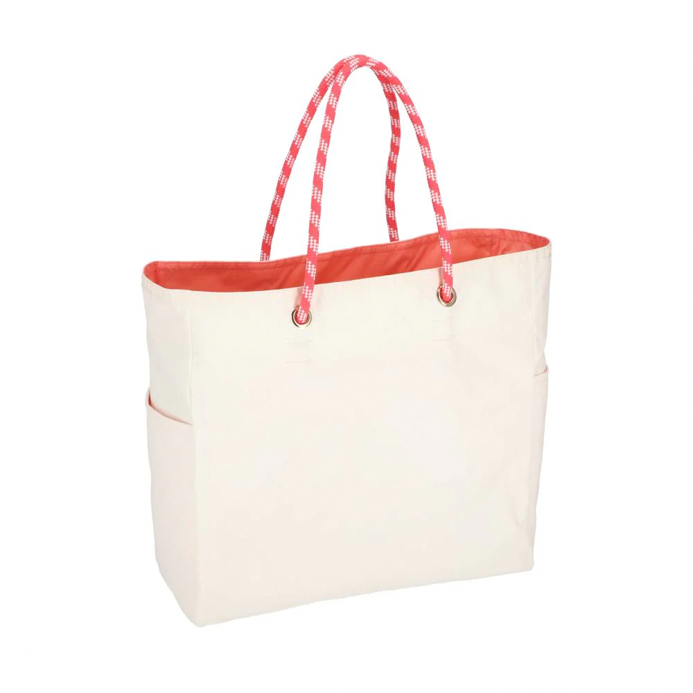 Lesportsac 大型雙面托特包 手提包 購物袋 送禮 禮物 女包 男包(奶霜白x蜜桃橘)L261-1113P-FB17, , large