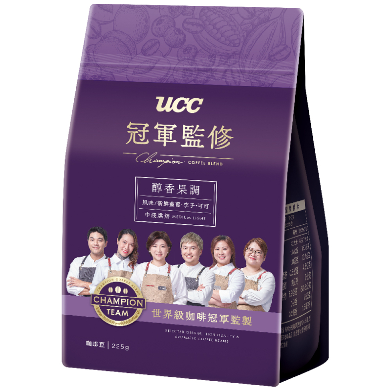UCC冠軍監修醇香果調咖啡豆 225g, , large