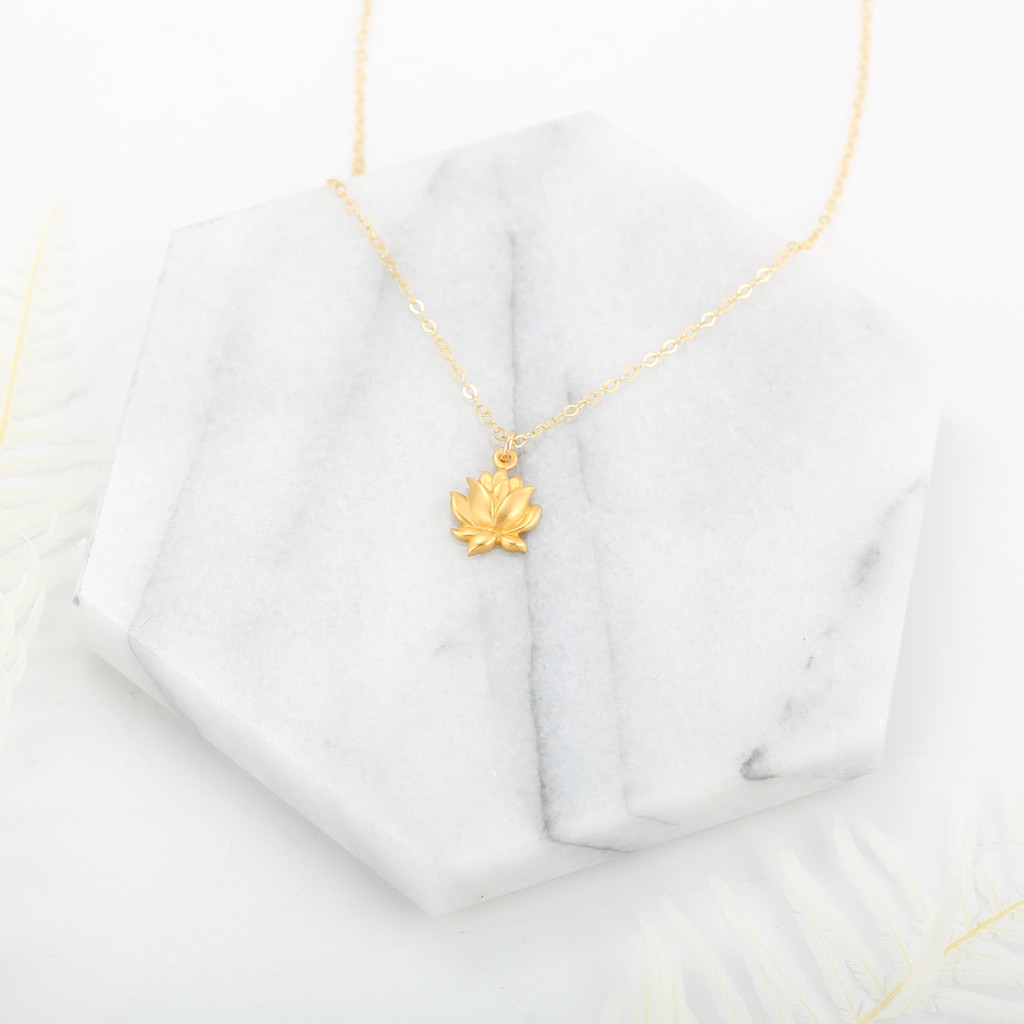 【Angel & Me】Love Lotus s925 sterling silver 24k gold plated necklace gift, , large