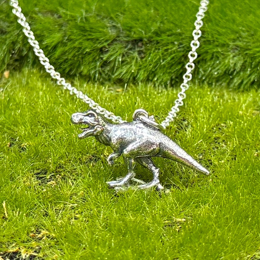 【Angel & Me】3D Dinosaur Tyrannosauru T-Rex s925 sterling silver necklace gift, , large