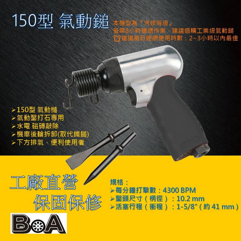 【BOA】TW-520 小型150型 氣動槌 打石專用 除鏽 機車後輪 建築 拆除 破壞 打石 阿朱力 水電管溝 開槽 剔除磁磚, , large