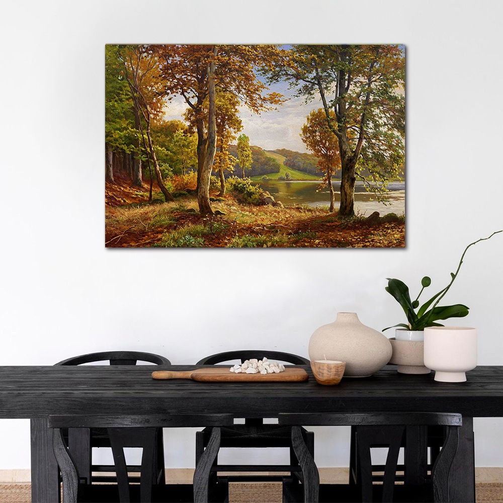 【御畫房】湖畔風景 國家一級畫師手繪油畫60&times;90cm(VF-194), , large