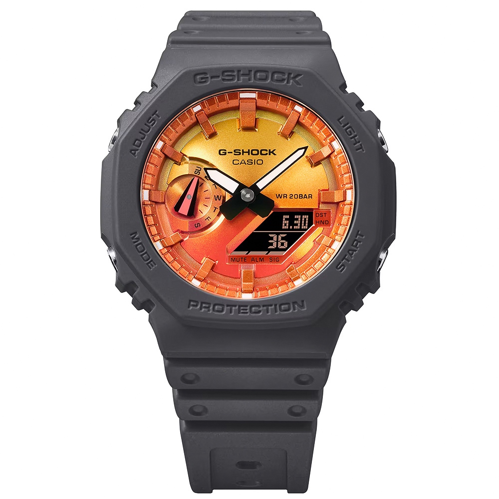 CASIO 卡西歐 G-SHOCK 熾熱火焰系列 八角雙顯手錶 GA-2100FL-8A, , large