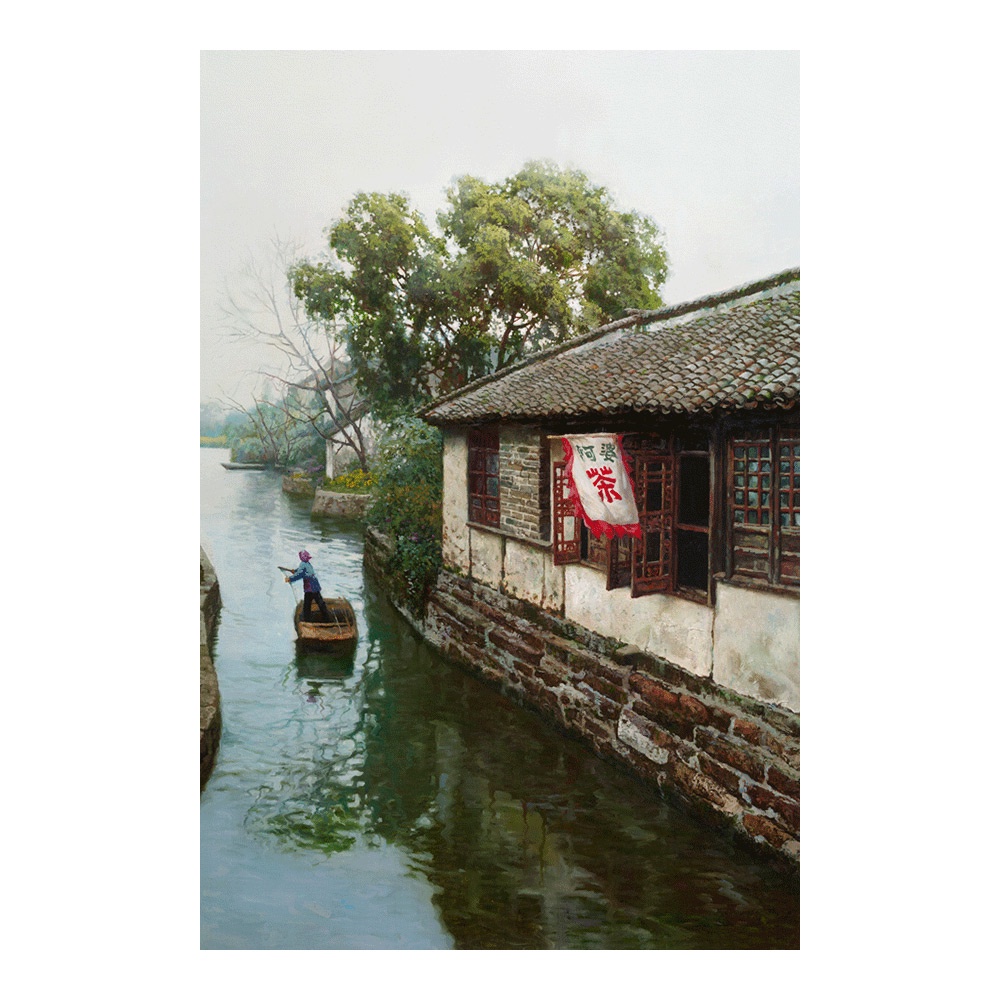【御畫房】江南水鄉 國家一級畫師手繪油畫60&times;90cm(VF-29), , large