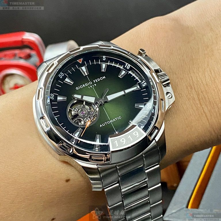 [星晴錶業]GiorgioFedon1919手錶,46mm,GF00059墨綠色錶面銀錶殼銀色精鋼錶帶款, , large