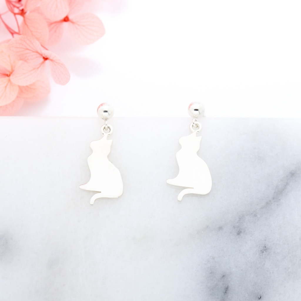 【Angel & Me】Lucky Cat Kitten Meow s925 sterling silver earrings Birthday gift, , large